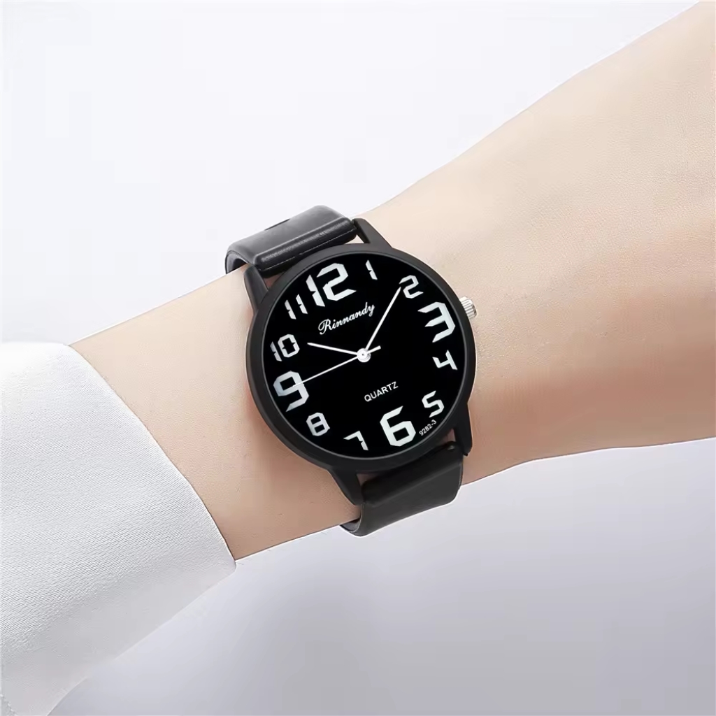 Relógio Feminino Quartz Pulseira de Silicone Modelo Casual preto